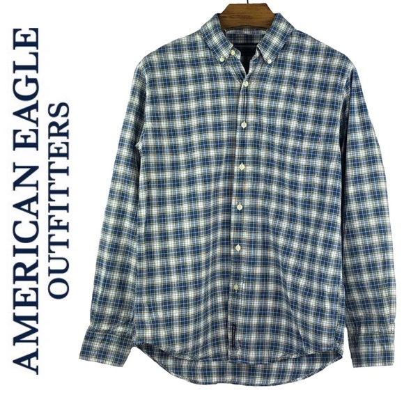 American Eagle Outfitters Other - AEO | Blue Plaid Chambray Button Down Shirt